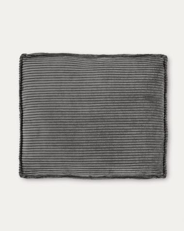 Blok kussen in grijs corduroy met brede naad, 50 x 60 cm