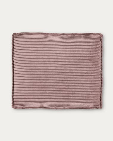Blok kussen in roze corduroy met brede naad, 50 x 60 cm