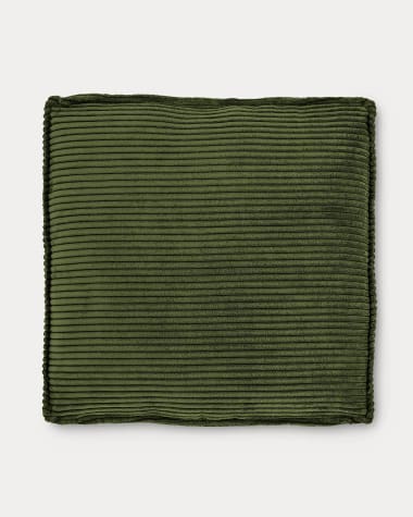 Blok Kissen aus breitem Cord in Grün 60 x 60 cm