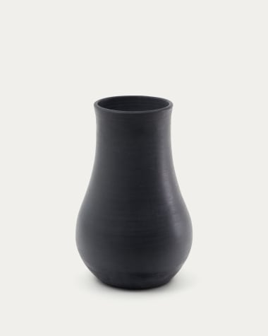 Vase Silaia en terre cuite avec finition noire 34 cm