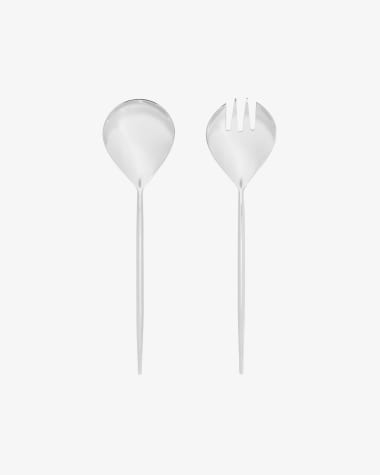 Crisps 2-piece cutlery set for salad silver