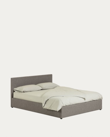 Cama con canapé Nahiri gris para colchón de 160 x 200 cm