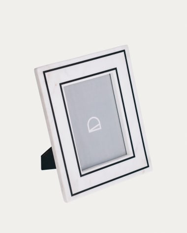 Marco de fotos Vittoria de mármol blanco y negro 25 x 20 cm