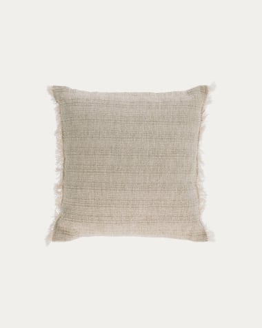 Ailen cotton and linen cushion cover with beige tassels 45 x 45 cm