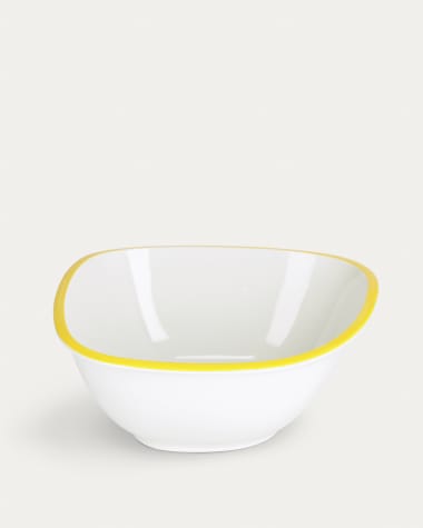 Odalin large porcelain bowl in yellow and white