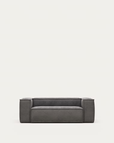 Blok 2 seater sofa in grey corduroy, 210 cm FR