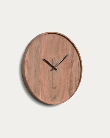Relógio de parede redondo Zakie madeira maciça acácia acabamento natural Ø 30 cm