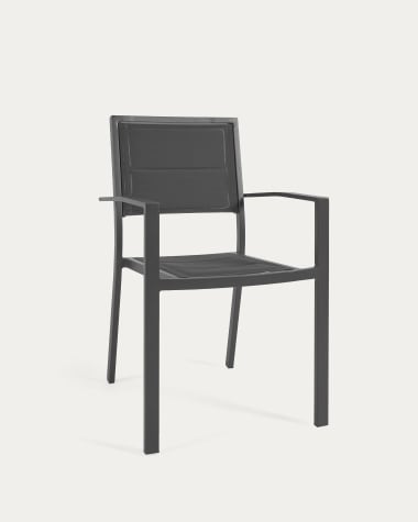 Krzesło sztaplowane ogrodowe Sirley z aluminium i czarnego texteline
