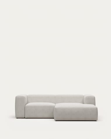 Blok 2 seater sofa with right side chaise longue in white fleece, 240 cm FR