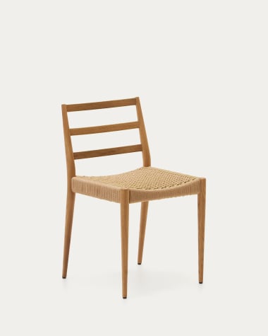 Cadira Analy de fusta massissa de roure FSC 100% amb acabat natural i seient de corda