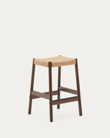 Yalia stool in solid oak wood in a walnut finish and rope cord, height 65 cm 100% FSC