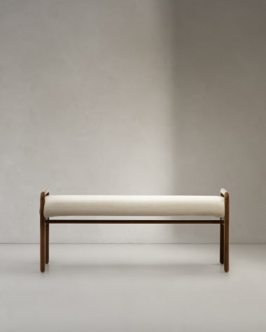 Macaret bench with removable cover solid oak wood with walnut finish 120 cm FSC Mix Credit