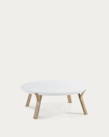 Tavolino Dilos Ø 90 cm bianco e frassino