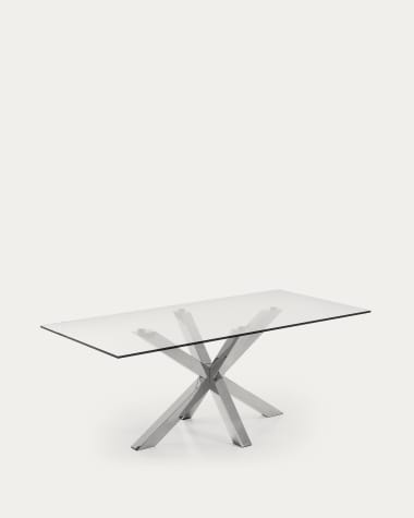 Argo Tisch aus Glas und Beine aus rostfreiem Stahl 200 x 100 cm