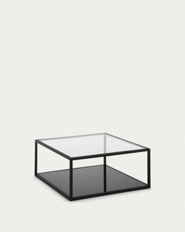 Table basse Blackhill carrée 80 x 80 cm en verre et acier noir