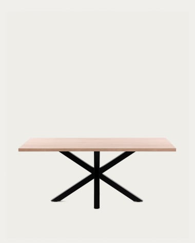 Tisch Argo aus Melamin mit natürlicher Oberfläche und Stahlbeinen mit schwarzem Finish, 200 x 100 cm