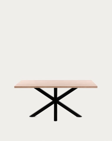 Tisch Argo aus Melamin mit natürlicher Oberfläche und Stahlbeinen mit schwarzem Finish, 180 x 100 cm