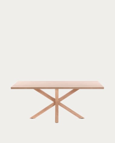 Tavolo Argo di melammina con finitura naturale e gambe in acciaio effetto legno 200 x 100 cm