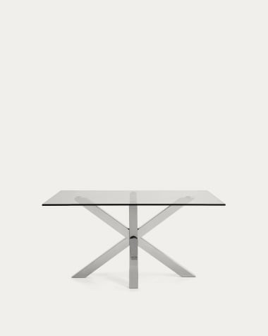 Argo Tisch aus Glas und Beine aus rostfreiem Stahl 160 x 90 cm
