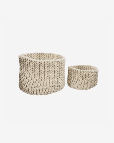 Lucinna set of 2 100% cotton baskets in white
