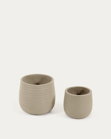 Set Sory de 2 vasos de terracota com acabamento cinza Ø 28 cm / Ø 36 cm