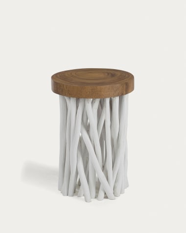 Stolik pomocniczy Drom z litego drewna mungur i teaku Ø 35 cm
