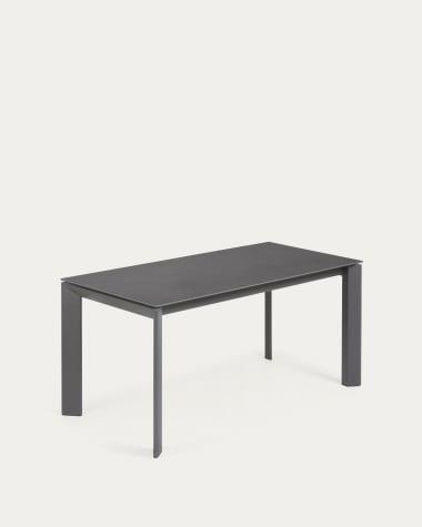 Axis extendable porcelain table with Volcano Rock finish and dark grey legs, 160 (220) cm