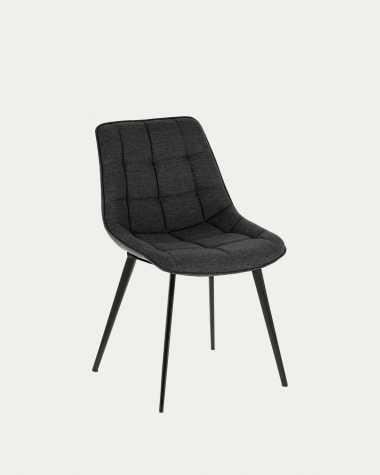 Cadeira Adam cinza-escuro e pernas de aço com acabamento preto
