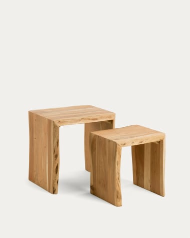 Lot de 2 tables d'appoint gigognes Zuleika en bois d'acacia 50 x 42 cm / 34 x 42 cm