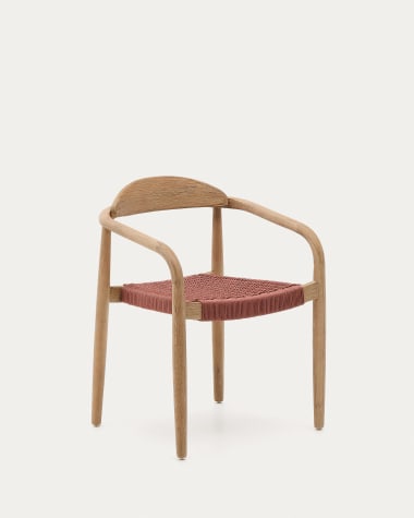 Nina stackable chair in solid acacia wood and terracotta rope seat FSC 100%