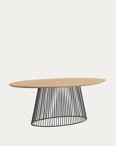 Leska Tisch 200 x 110 cm aus massivem Mangoholz und schwarzen Stahlbeinen