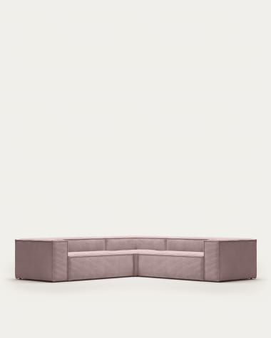 Blok 4-Sitzer Ecksofa in rosa Cord 290 x 290 cm
