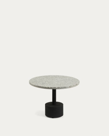 Mesa de apoio Delano de terrazzo cinza e pernas de aço acabamento preto Ø 55 cm