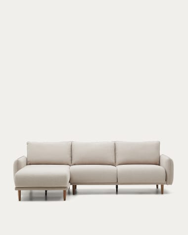 Carlota 3-seater sofa with left / right chaise longue in beige, 262 cm