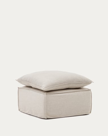 Pouf déhoussable Anarela avec coussin en lin beige  80 X 80 cm