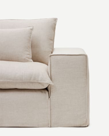 Anarela 3 seater sofa cover in beige linen
