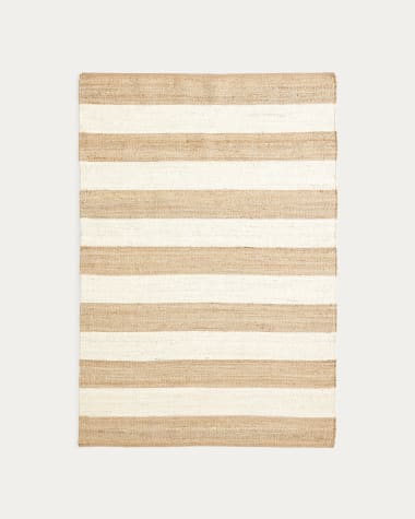 Rovira Teppich mit Streifen in Weiß und Natur aus Jute und Baumwolle 160 x 230 cm