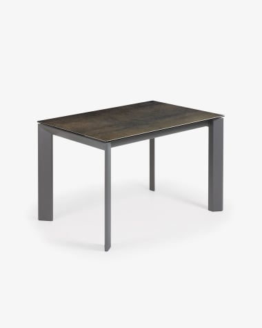Επεκτεινόμενο τραπέζι Axis, πορσελάνη Iron Moss, ανθρακί ατσάλινα πόδια, 120(180)εκ