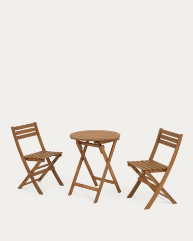 Elisia Set aus Outdoor-Tisch und 2 Klappstühle aus massivem Akazienholz FSC 100%