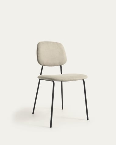 Benilda stackable beige chair with oak veneer and steel with black finish FSC Mix Credit