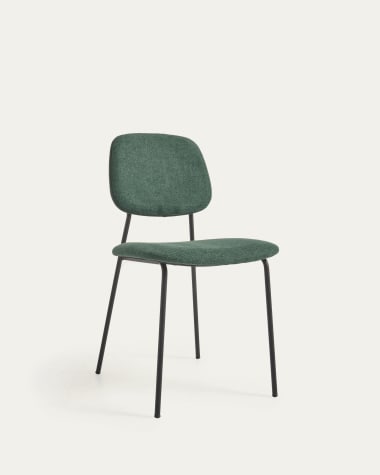 Benilda stapelbarer dunkelgrüner Stuhl mit Eichenfurnier und Stahl schwarz FSC Mix Credit