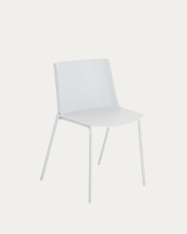 Cadira Hannia blanca i potes d'acer blanc