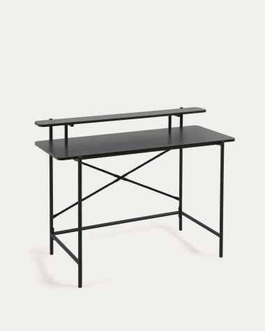 Galatia Tisch schwarzes Melamin und schwarz lackierte Metallbeine 120 x 60 cm