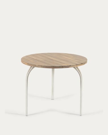 Cailin round table in solid acacia wood with steel legs in white Ø 90 cm FSC 100%