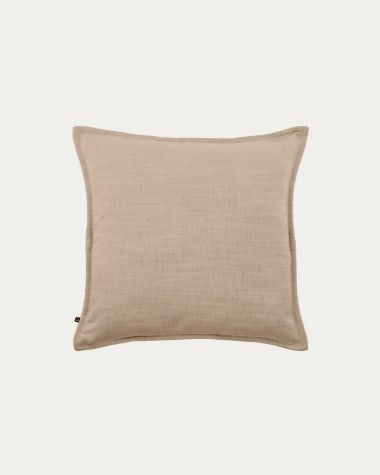 Blok cushion cover in beige linen, 45 x 45 cm