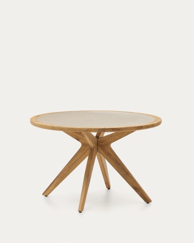 Mesa redonda Julieta de polycimento e madeira maciça de acácia Ø 120 cm FSC 100%