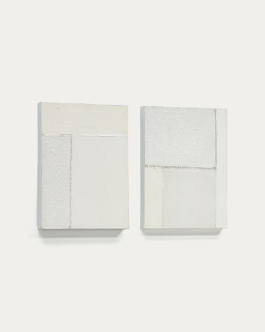 Set Pineda van 2 witte abstracte doeken 30 x 40 cm