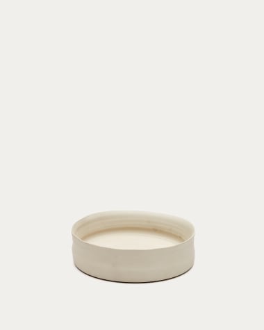 Centre de taula petit Macae de ceràmica blanc Ø 24 cm