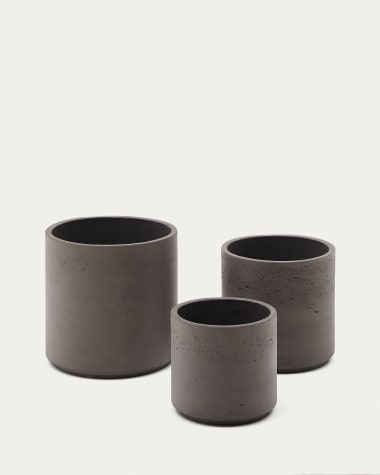 Set van 3 grijze bloempotten Sintina van cement en glasvezel Ø 23 cm / Ø 27,5 cm / 32 cm
