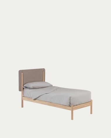 Cama Shayndel de madera maciza de caucho para colchón de 90 x 190 cm